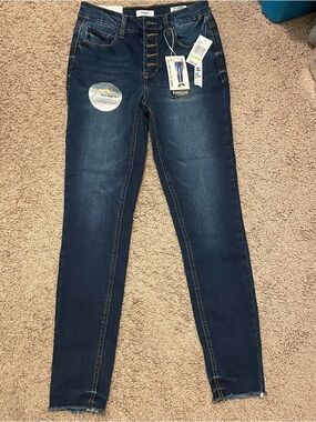 Kensie Jeans Dark Blue High-Rise Button-Fly Skinny Jeans Size 4/27 NWT